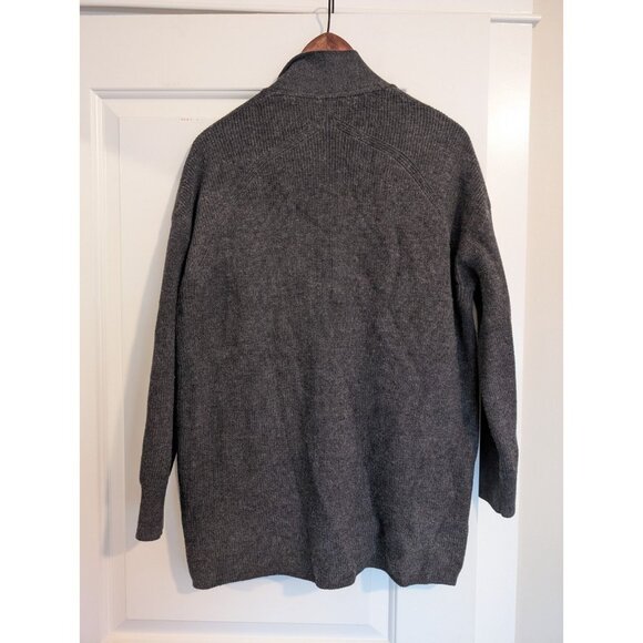 Lululemon Merino Wool-Blend Ribbed Long Wrap Sweater Heather Black Size 6 - Picture 10 of 13